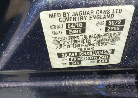 2011 Jaguar Xj из США, поврежденный, VIN SAJWA1CBXBLV04536